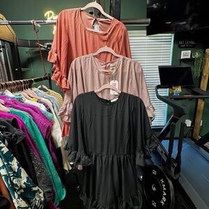 Carol Christian Ruffle Sleeve Dress (Flowy) Black